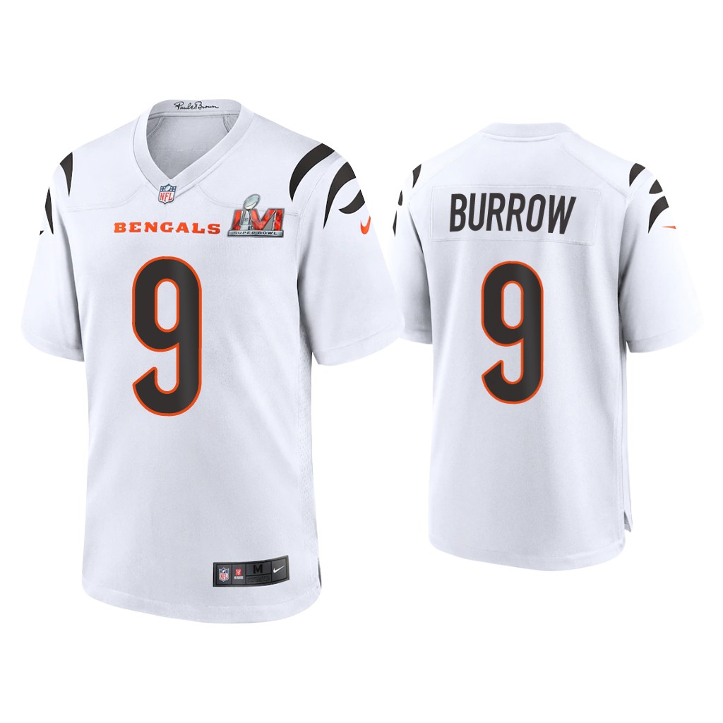 Men Joe Burrow Cincinnati Bengals Super Bowl Lvi White Game Jersey