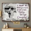 Personalized Couple Wall Art Camping Sketch Hold Your Hand Customized Canvas