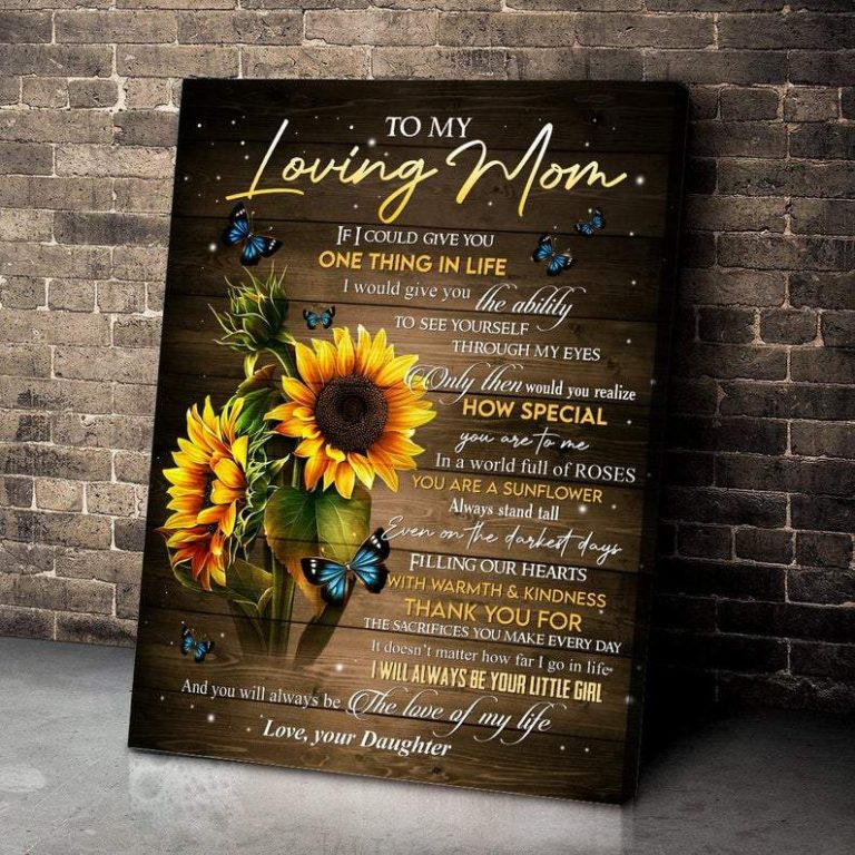 Personalized To My Loving Mom Sunflower Butterfly Canvas