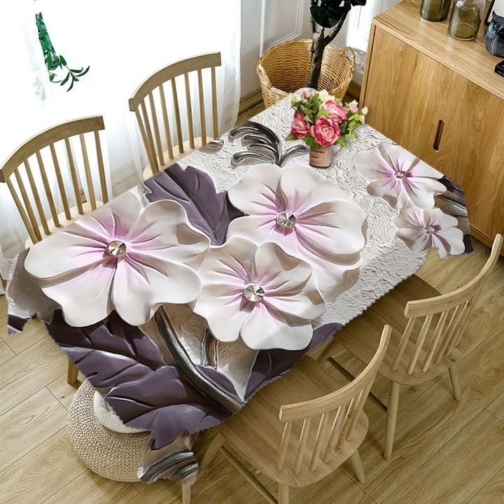 3D Beautiful Embossed Flower Tablecloth Flower Pattern Table Decor Home Decor