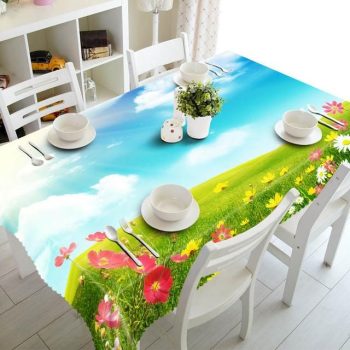 3D Tablecloth Beautiful Floral Pattern Polyester Rectangular Table Decor Home Decor