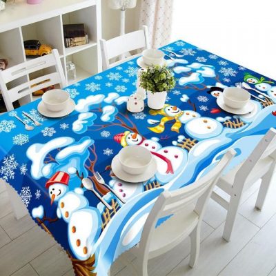 3D Tablecloth Christmas Print Rectangular Funny SnowmanTextiles Table Decor Home Decor