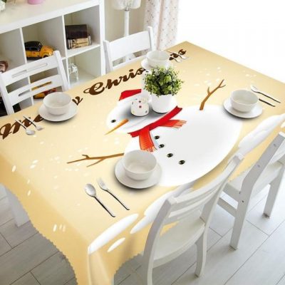 3D Tablecloth Christmas Snowman Print Rectangular Textiles Table Decor Home Decor