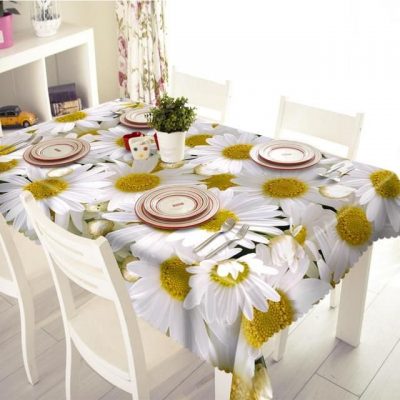 3D Tablecloth Chrysanthemum Flower Pattern Polyester Rectangular Table Decor Home Decor