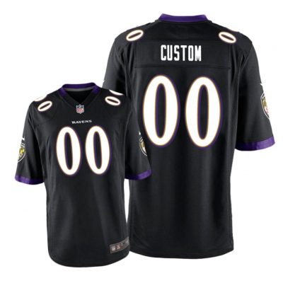 Baltimore Ravens #00 Black Men Custom Game Jersey