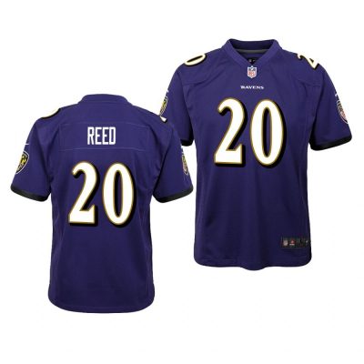 Baltimore Ravens #20 Purple Ed Reed Game Jersey - Youth