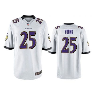 Baltimore Ravens #25 White Men Tavon Young Game Jersey