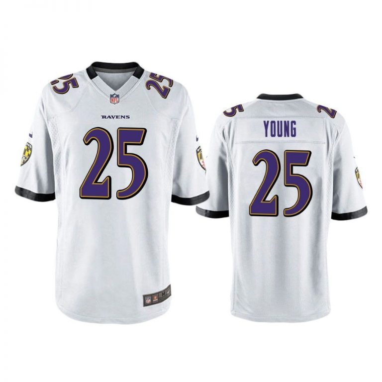Baltimore Ravens #25 White Men Tavon Young Game Jersey