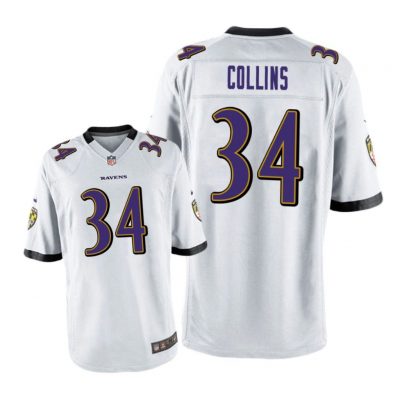 Baltimore Ravens #34 White Men Alex Collins Game Jersey