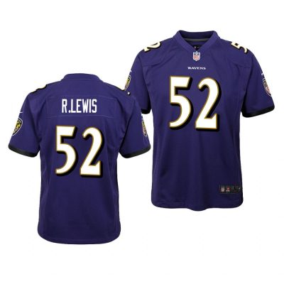 Baltimore Ravens #52 Purple Ray Lewis Game Jersey - Youth
