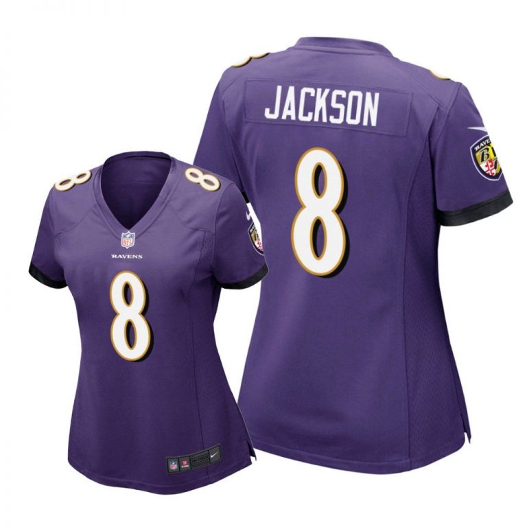 Baltimore Ravens #8 Purple Lamar Jackson Game Jersey - Women