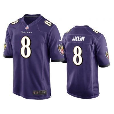 Baltimore Ravens #8 Purple Men Lamar Jackson Game Jersey
