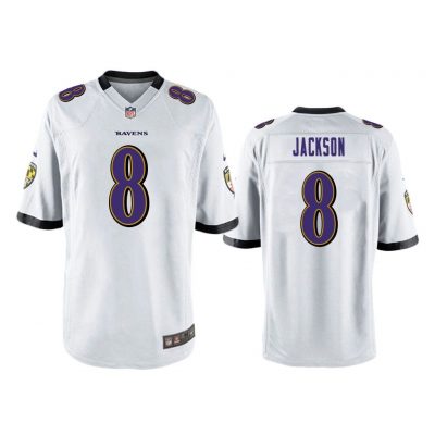 Baltimore Ravens #8 White Men Lamar Jackson Game Jersey