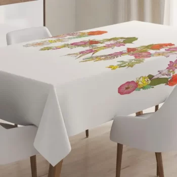 Blooming Flower Letters 3D Printed Tablecloth Table Decor Home Decor