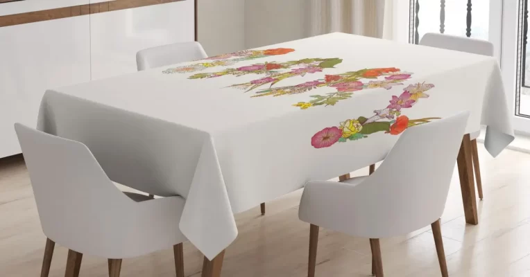 Blooming Flower Letters 3D Printed Tablecloth Table Decor Home Decor