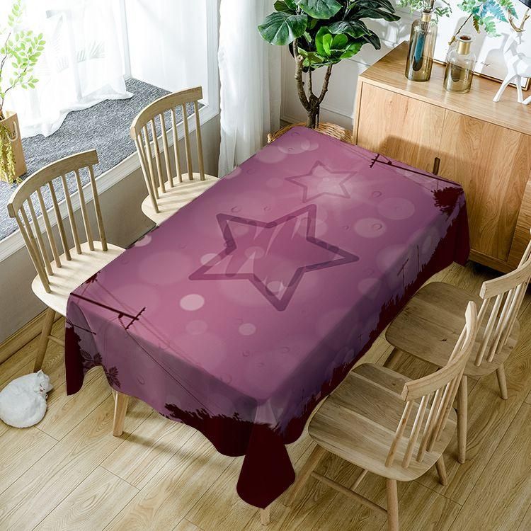 Burgundy Colors Five-Pointed Star Rectangle Tablecloth Table Decor Home Decor
