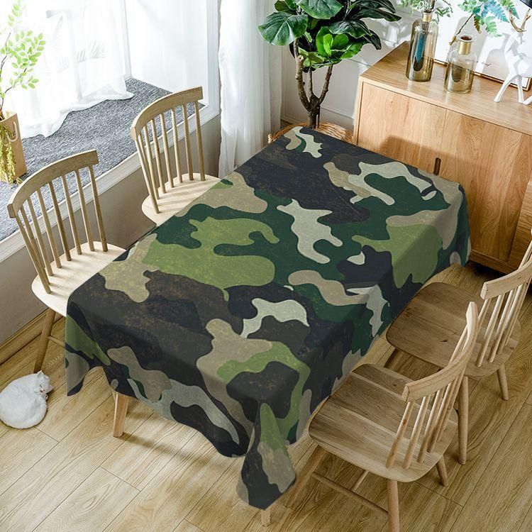 Camo Green Black Grey Camouflage Rectangle Tablecloth Table Decor Home Decor