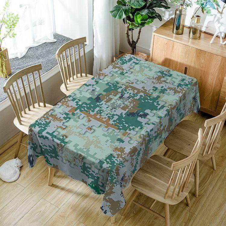 Camouflage Tablecloth Pixel Puzzle Art Rectangle Tablecloth Table Decor Home Decor