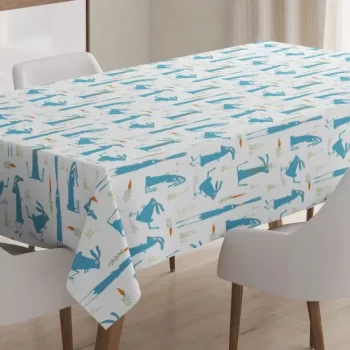 Cartoon Bunny And Carrot 3D Printed Tablecloth Table Decor Home Decor