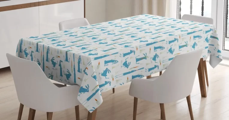 Cartoon Bunny And Carrot 3D Printed Tablecloth Table Decor Home Decor