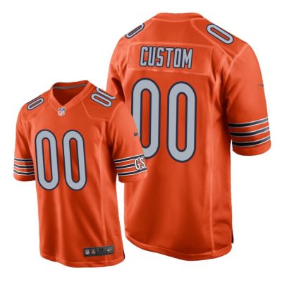 Chicago Bears #00 Orange Men Custom Game Jersey
