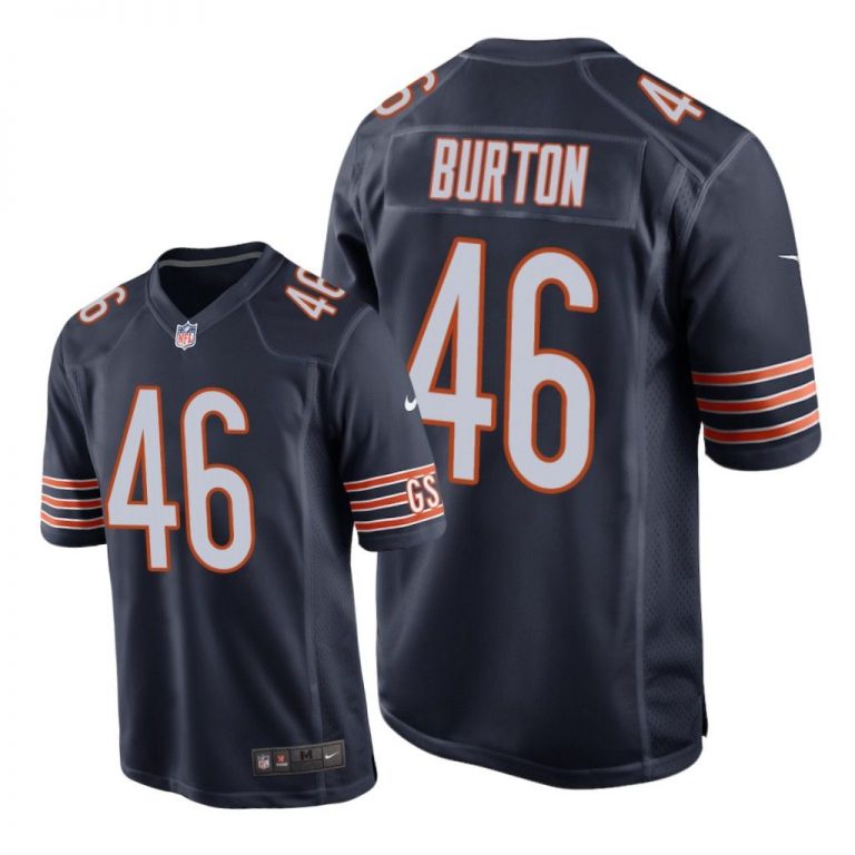 Chicago Bears #46 Navy Men Michael Burton Game Jersey