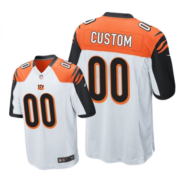 Cincinnati Bengals #00 White Men Custom Game Jersey