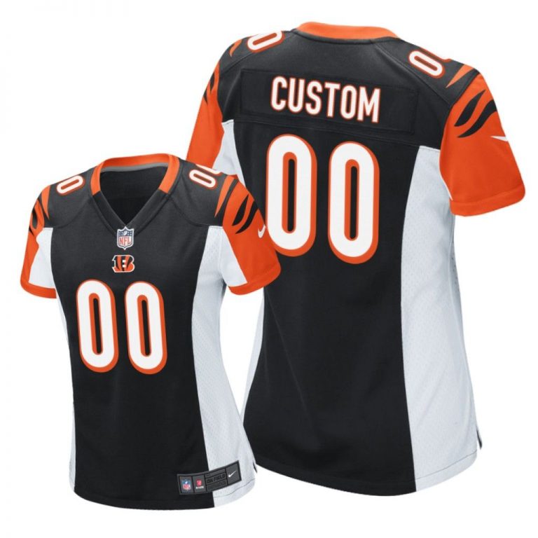 Cincinnati Bengals # Black Custom Game Jersey - Women