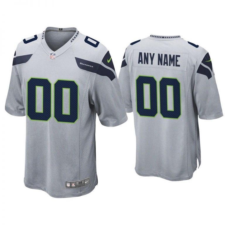 Custom Seattle Seahawks Gray Game Alternate Jersey