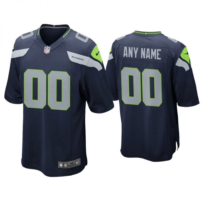 Custom Seattle Seahawks Navy Game Jersey