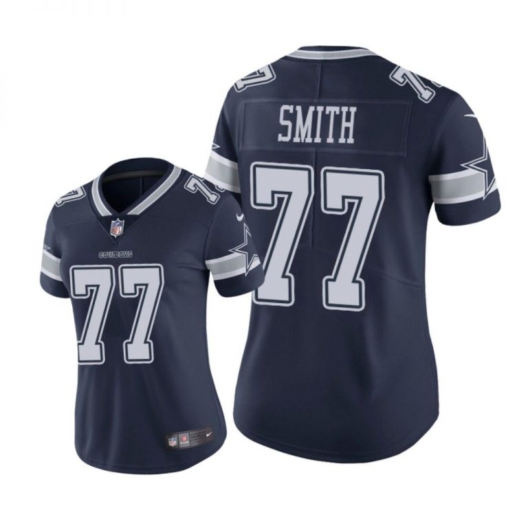 Dallas Cowboys #77 Navy Tyron Smith Game Jersey - Women