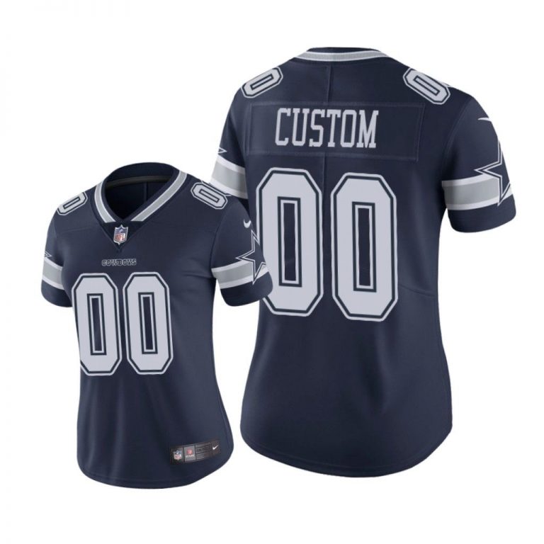 Dallas Cowboys # Navy Custom Game Jersey - Women