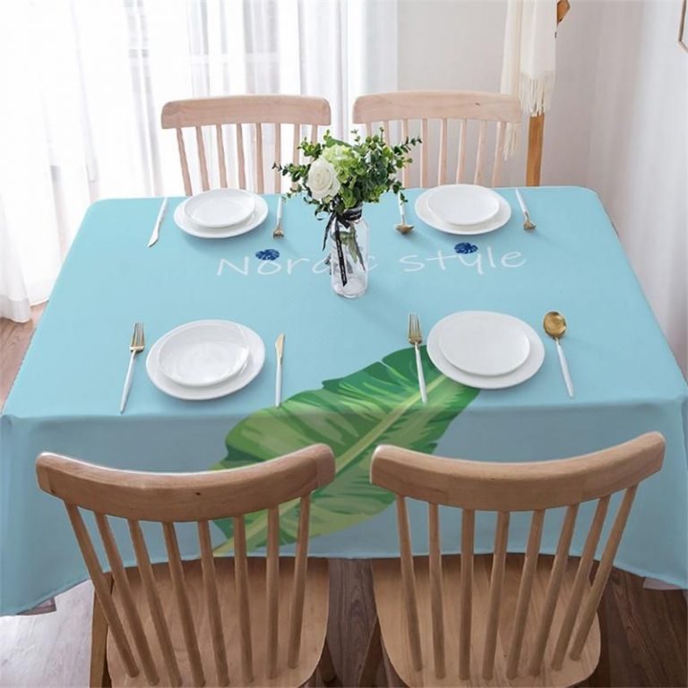 Decorative Sky Blue Backdrop Nordic Style Single Banana Leaf Rectangle Tablecloth Table Decor Home Decor