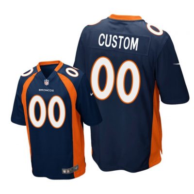 Denver Broncos #00 Navy Men Custom Game Jersey