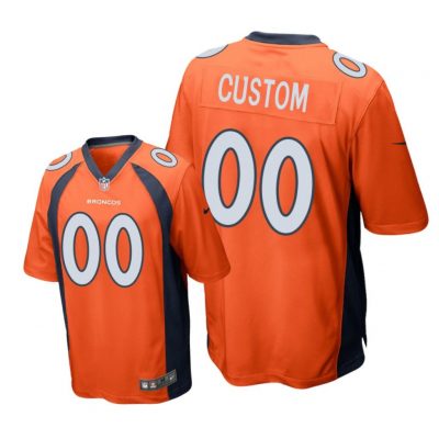 Denver Broncos #00 Orange Men Custom Game Jersey