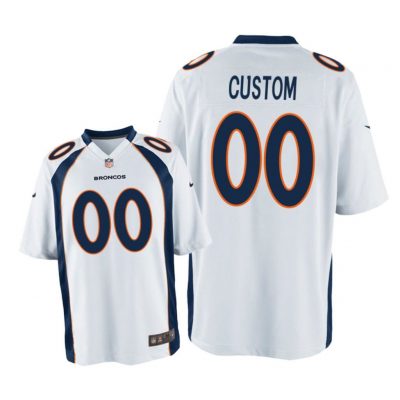 Denver Broncos #00 White Men Custom Game Jersey