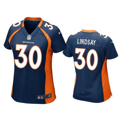Denver Broncos #30 navy Phillip Lindsay Game Jersey - Women
