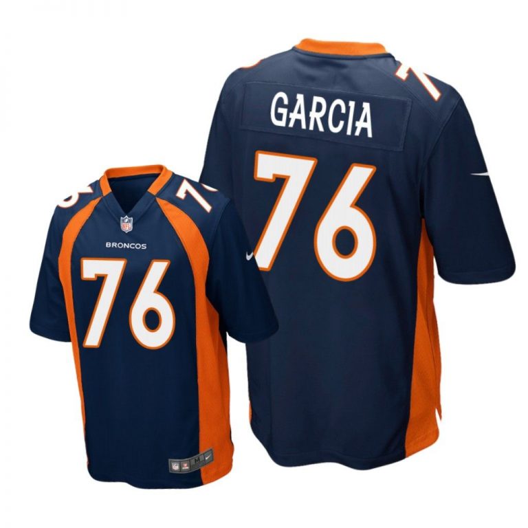 Denver Broncos #76 Navy Men Max Garcia Game Jersey