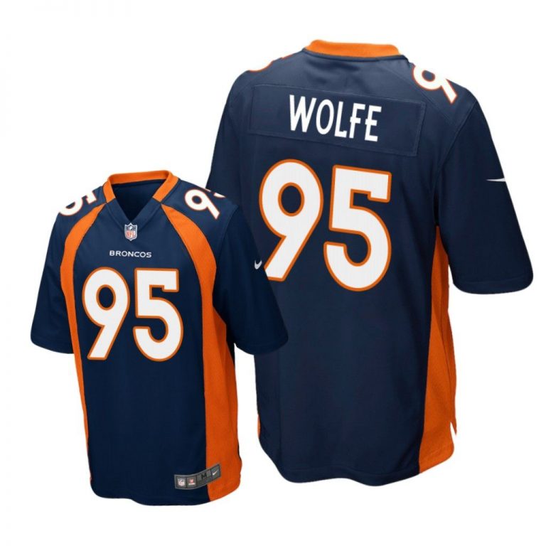 Denver Broncos #95 Navy Men Derek Wolfe Game Jersey