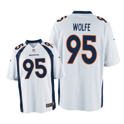 Denver Broncos #95 White Men Derek Wolfe Game Jersey