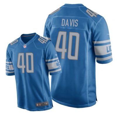 Detroit Lions #40 Blue Men Jarrad Davis Game Jersey