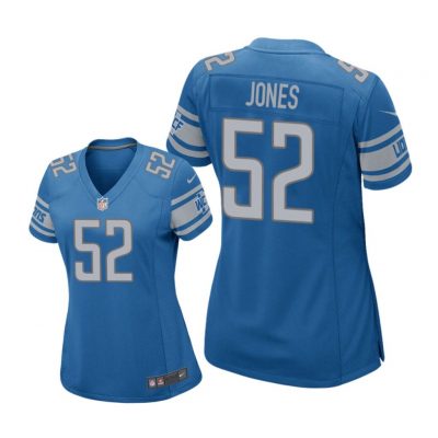 Detroit Lions #52 Blue Christian Jones Game Jersey - Women