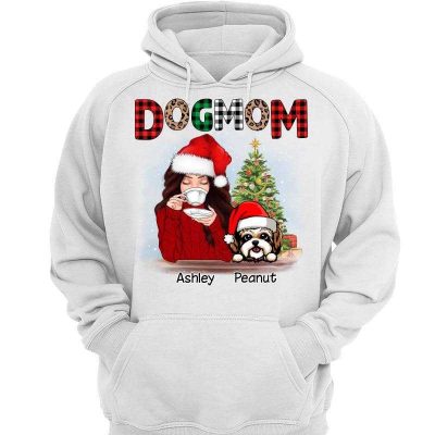 Dog Mom Christmas Pattern Personalized Hoodie Sweatshirt