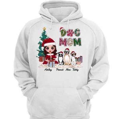 Dog Mom Floral Christmas Personalized Hoodie Sweatshirt