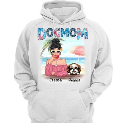 Dog Mom Summer Patterned Personalized Hoodie Sweatshirt