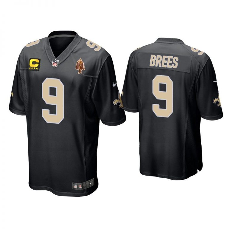 Drew Brees New Orleans Saints Black Game Captain Patch Jersey