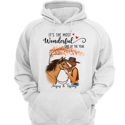 Fall Season Girl Loves Fall And Horses Personalized Hoodie Sweatshirt