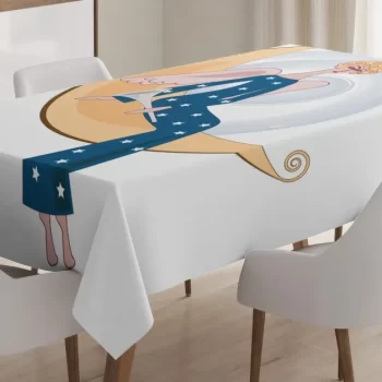Girl With Trumpet Moon 3D Printed Tablecloth Table Decor Home Decor