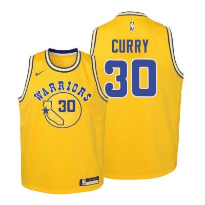 Golden State Warriors 2018-19 Stephen Curry #30 Hardwood Classics Gold Jersey - Youth