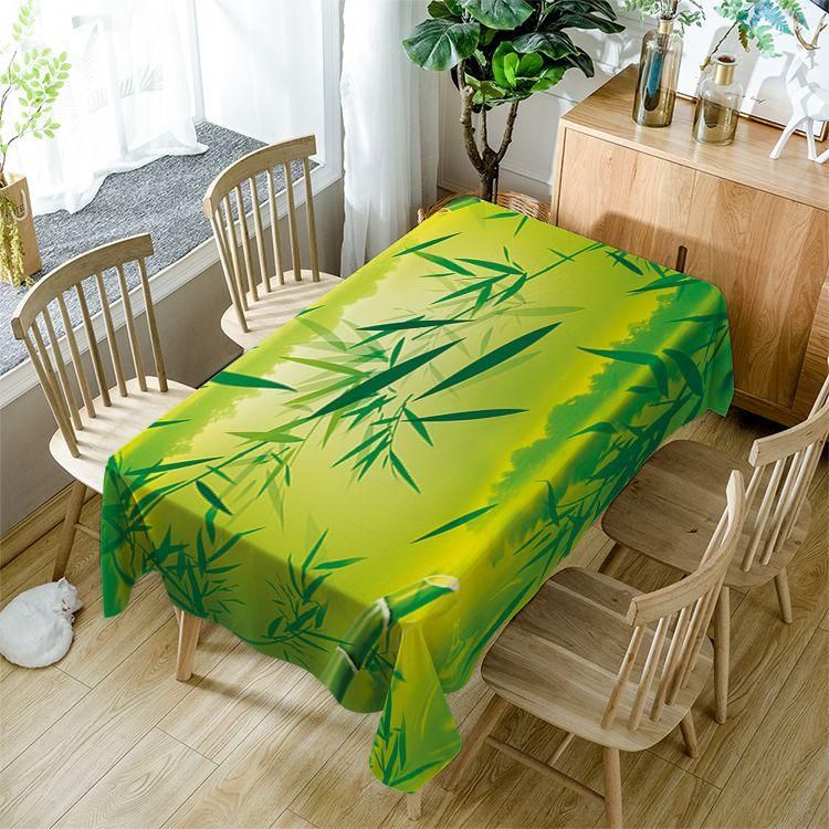 Green Spring Colors Nature Bamboo Print Rectangle Tablecloth Table Decor Home Decor